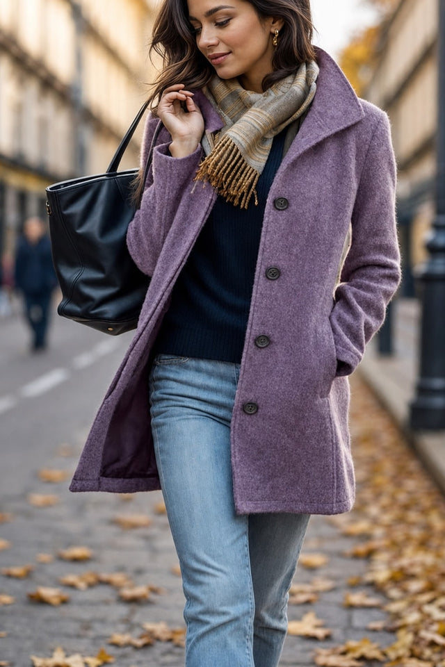 Turndown Collar Coat Tailored Fit for Cozy Everyday Wear - 2