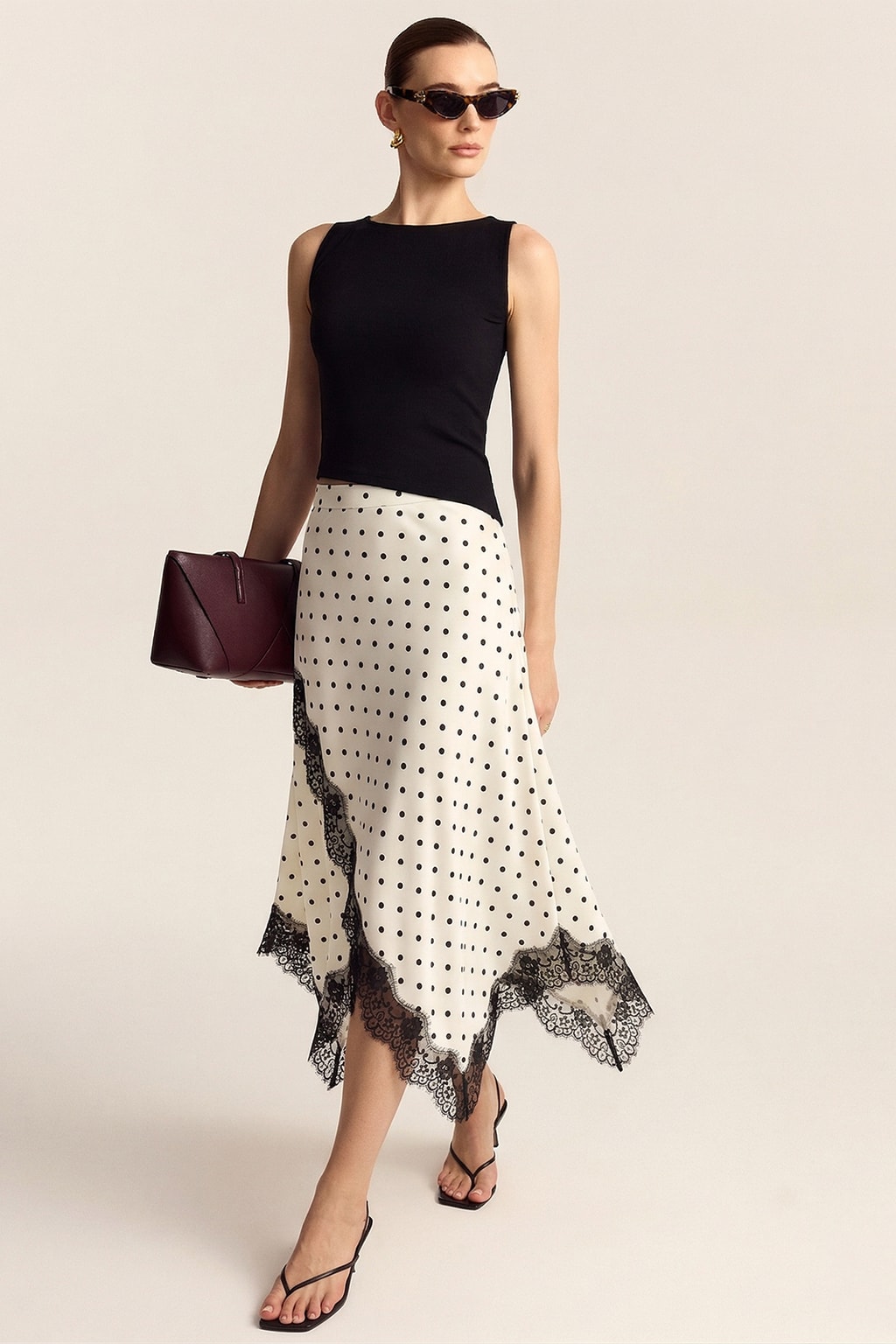 Satin Asymmetric Midi Skirt - 2
