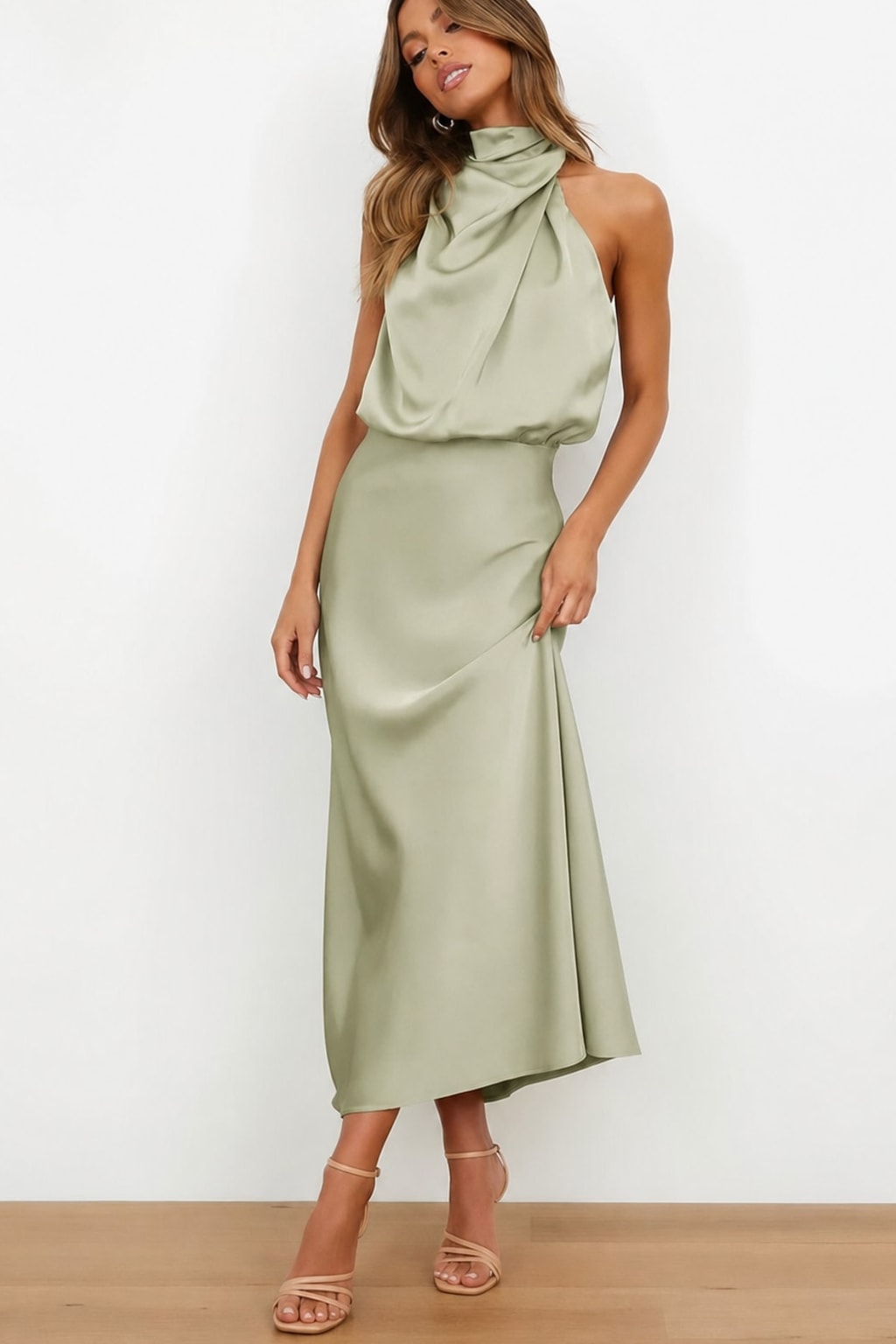 Polyester Maxi Dress With Halter Neck - 2