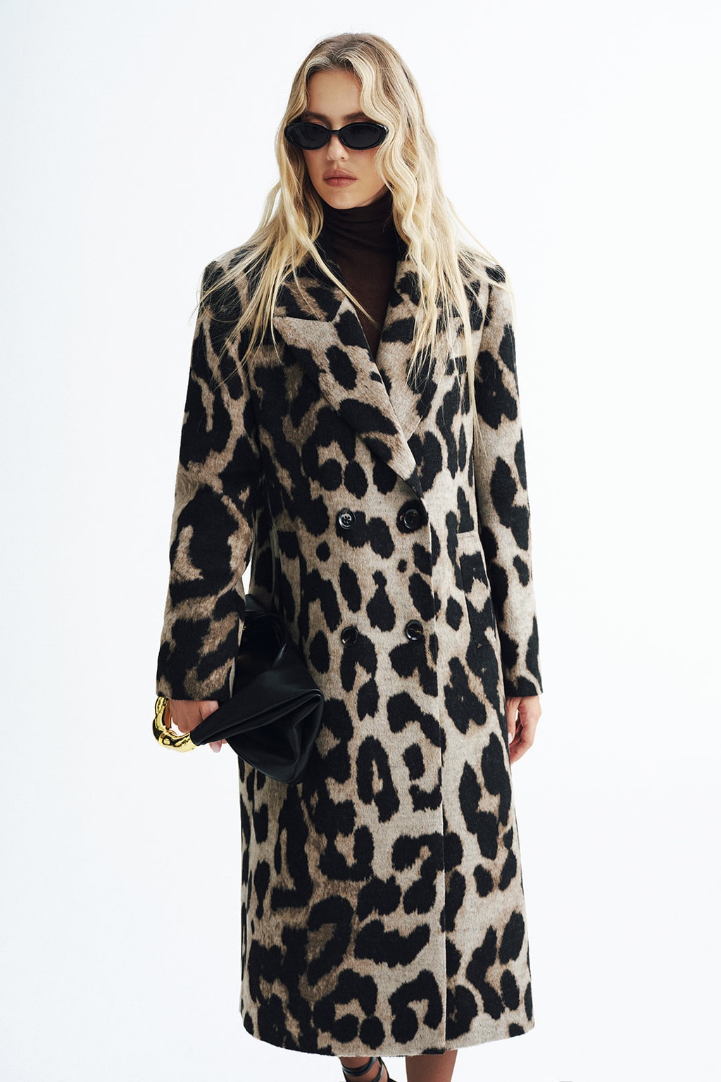 Wool-Blend Double-Breasted Coat With Leopard Print - 2