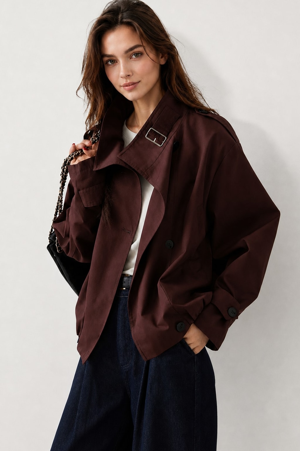 Polyester Trench Coat With Relaxed Fit - 2