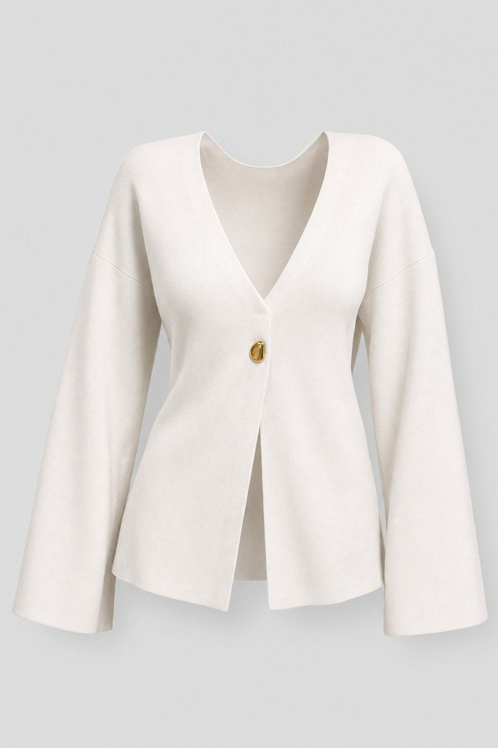 Off-White Wool-Blend Belted V-Neck Sweater - 2