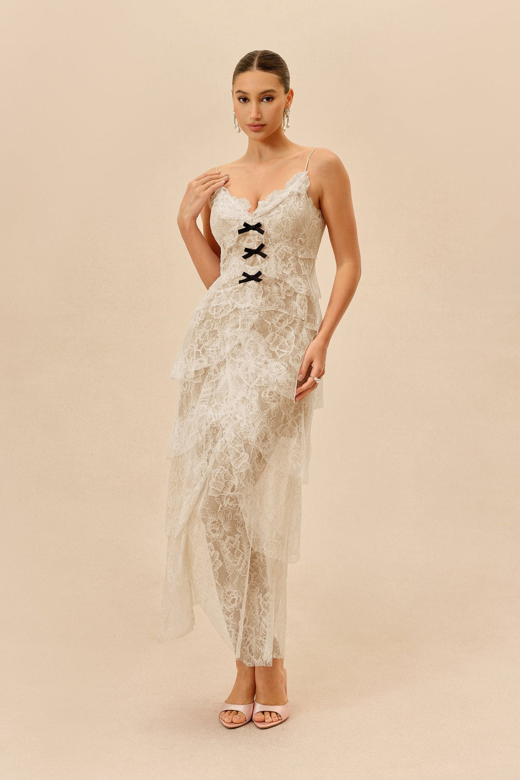 Terylene Lace Layered-Hem Maxi Dress - 2