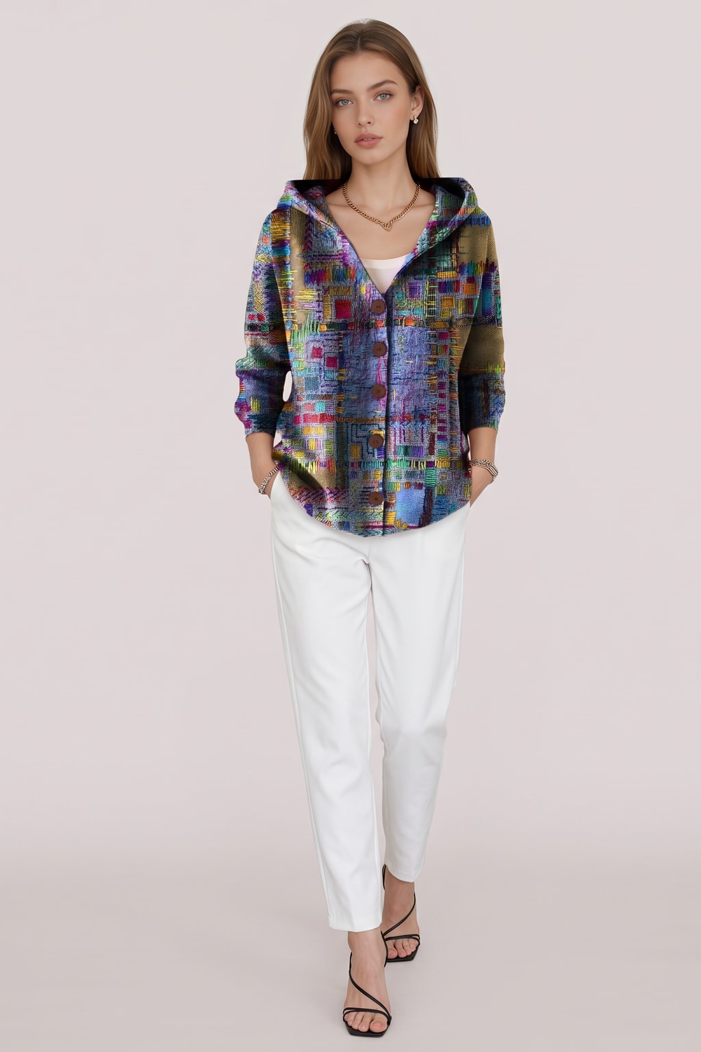 Cozy Hooded Button Front Cardigan Sweater - 2