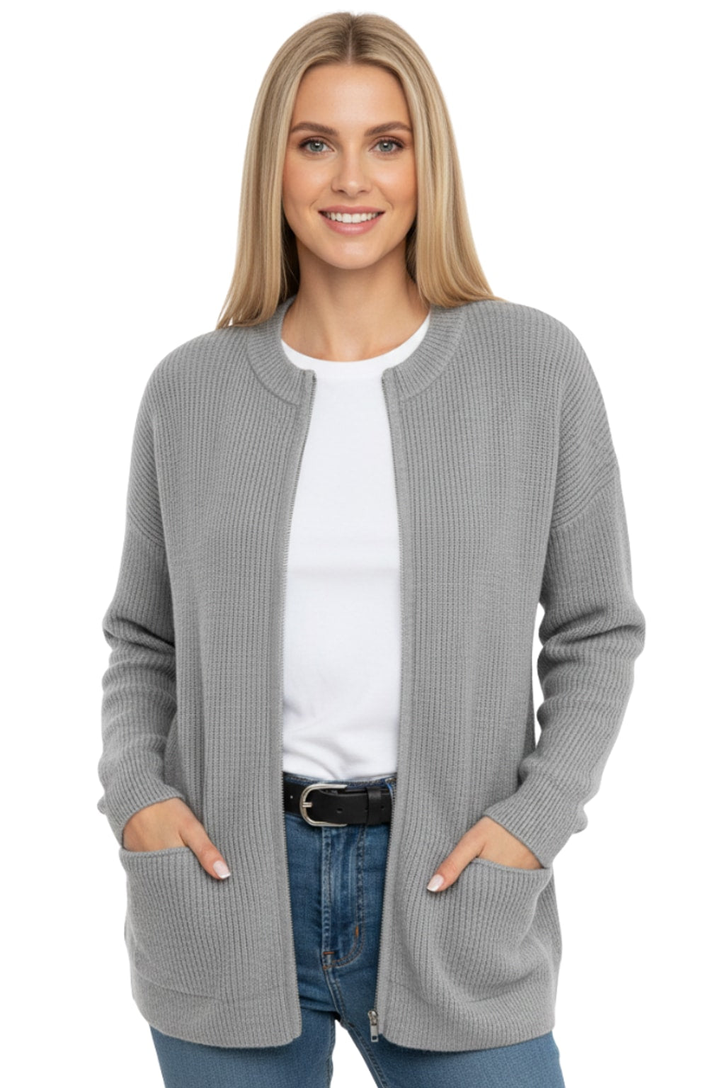 Soft zip-up relaxed fit cardigan - view 2