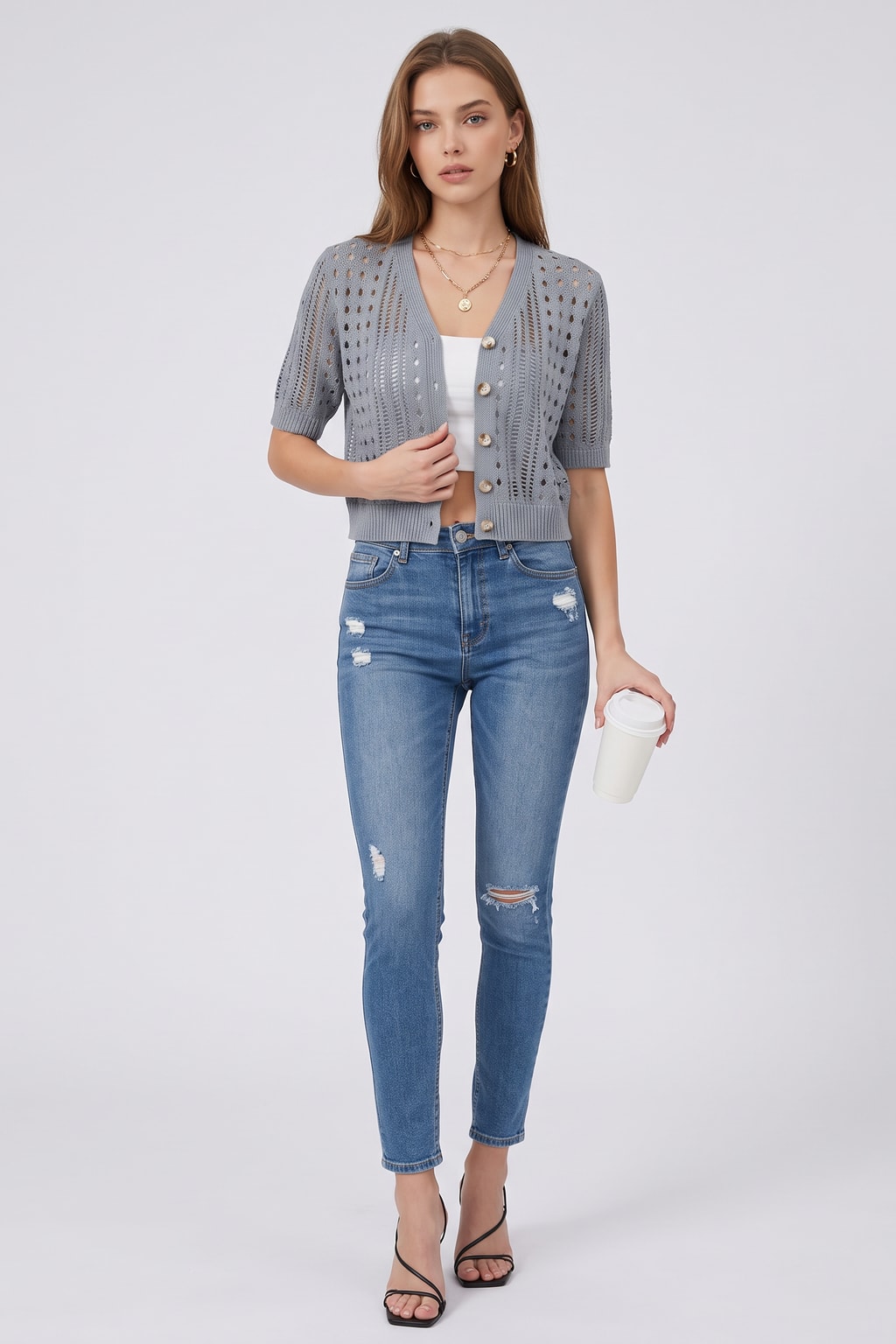 Effortless Open Knit Short Sleeve Cardigan - 3