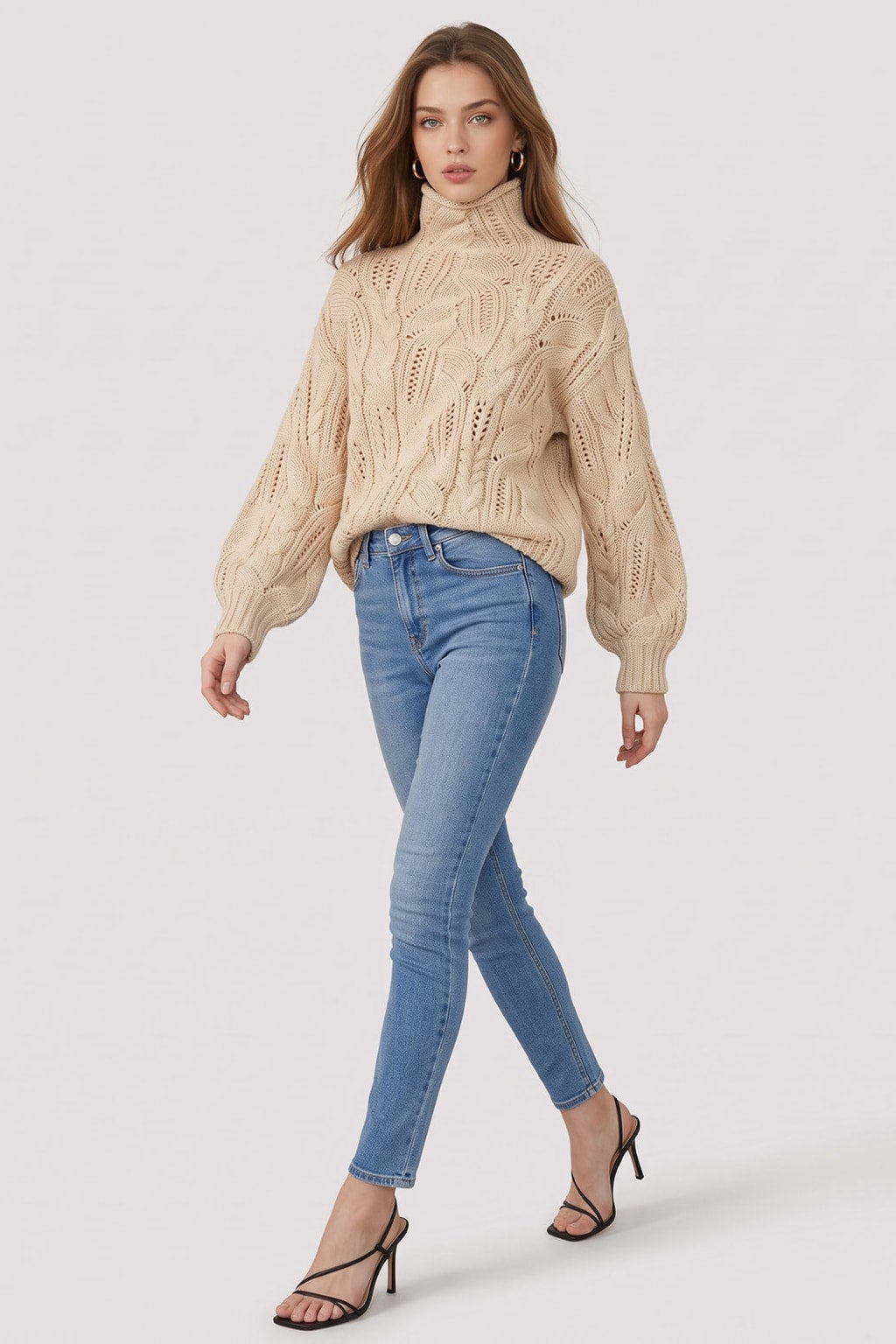 Cozy Merino Wool Blend Patterned Knit Sweater - 3