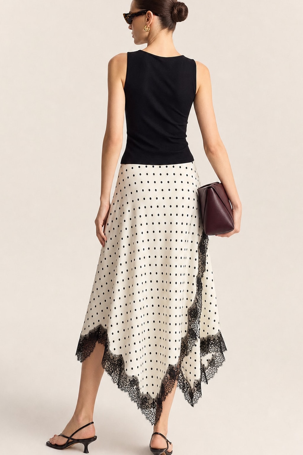 Satin Asymmetric Midi Skirt - 3