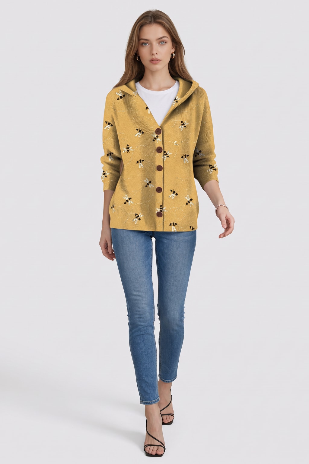 Cozy Hooded Button Front Cardigan Sweater - 3