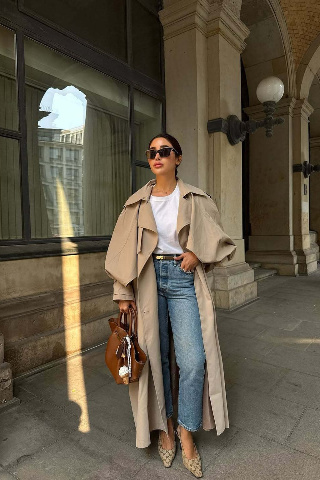 Cotton Trench Coat Double-Breasted Long Outerwear - 5