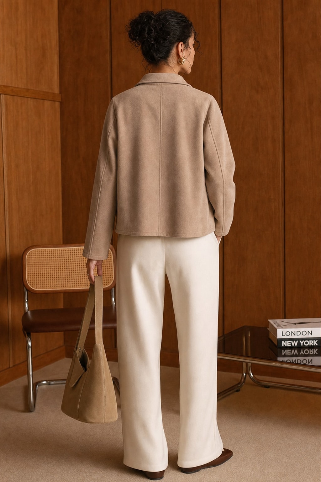 Khaki Knit Jacket With Button Pockets - 3