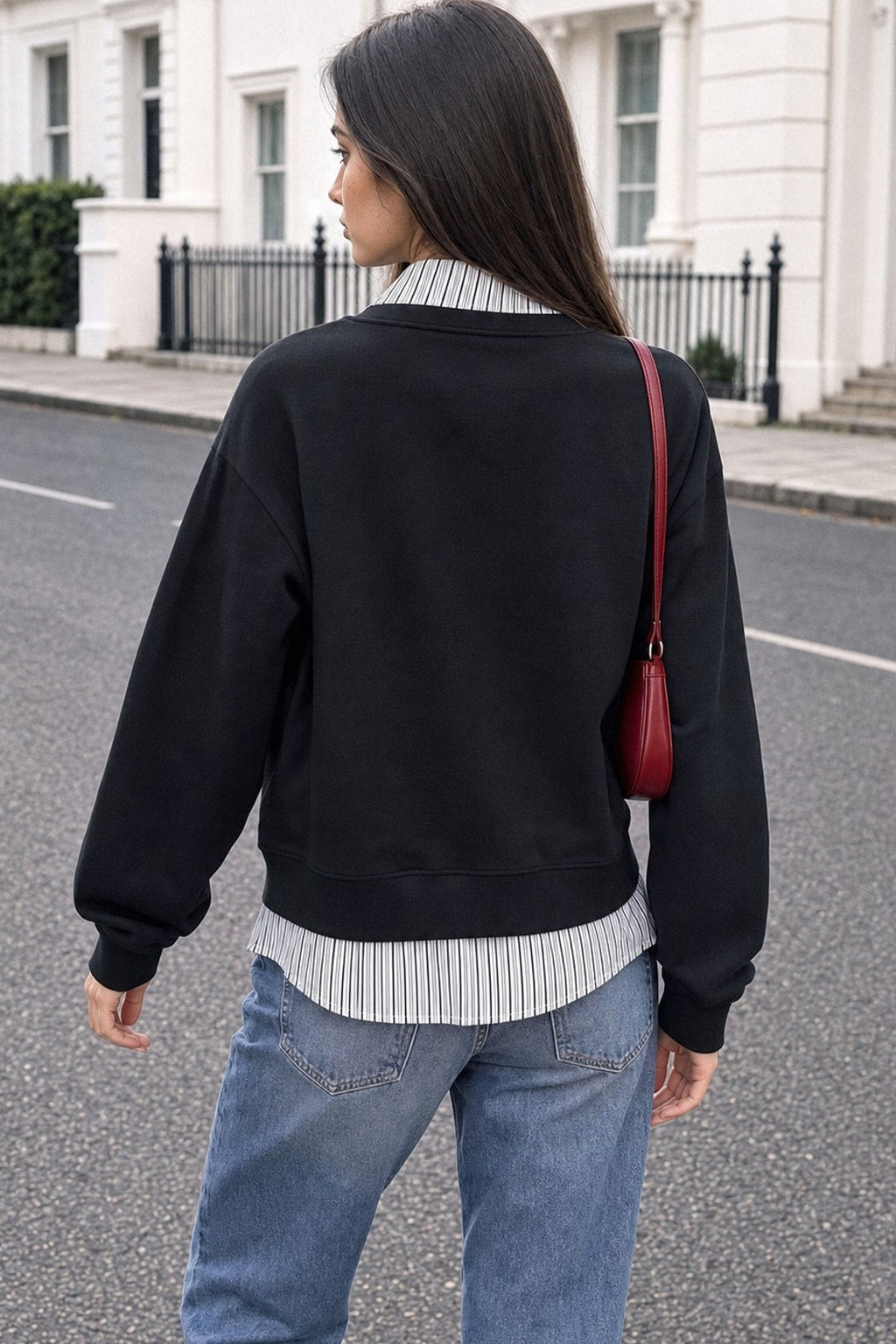 Cotton-Blend Sweatshirt With Faux Two-Piece Look - 3
