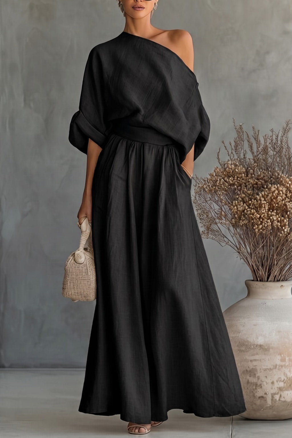 Effortless Two-Piece Set With One-Shoulder Top - 3