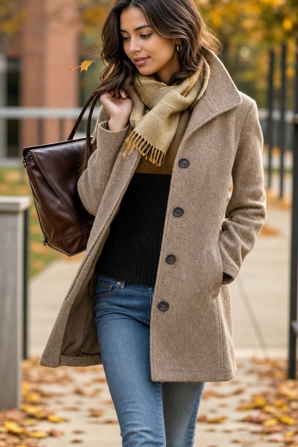 Turndown Collar Coat Tailored Fit for Cozy Everyday Wear - 3