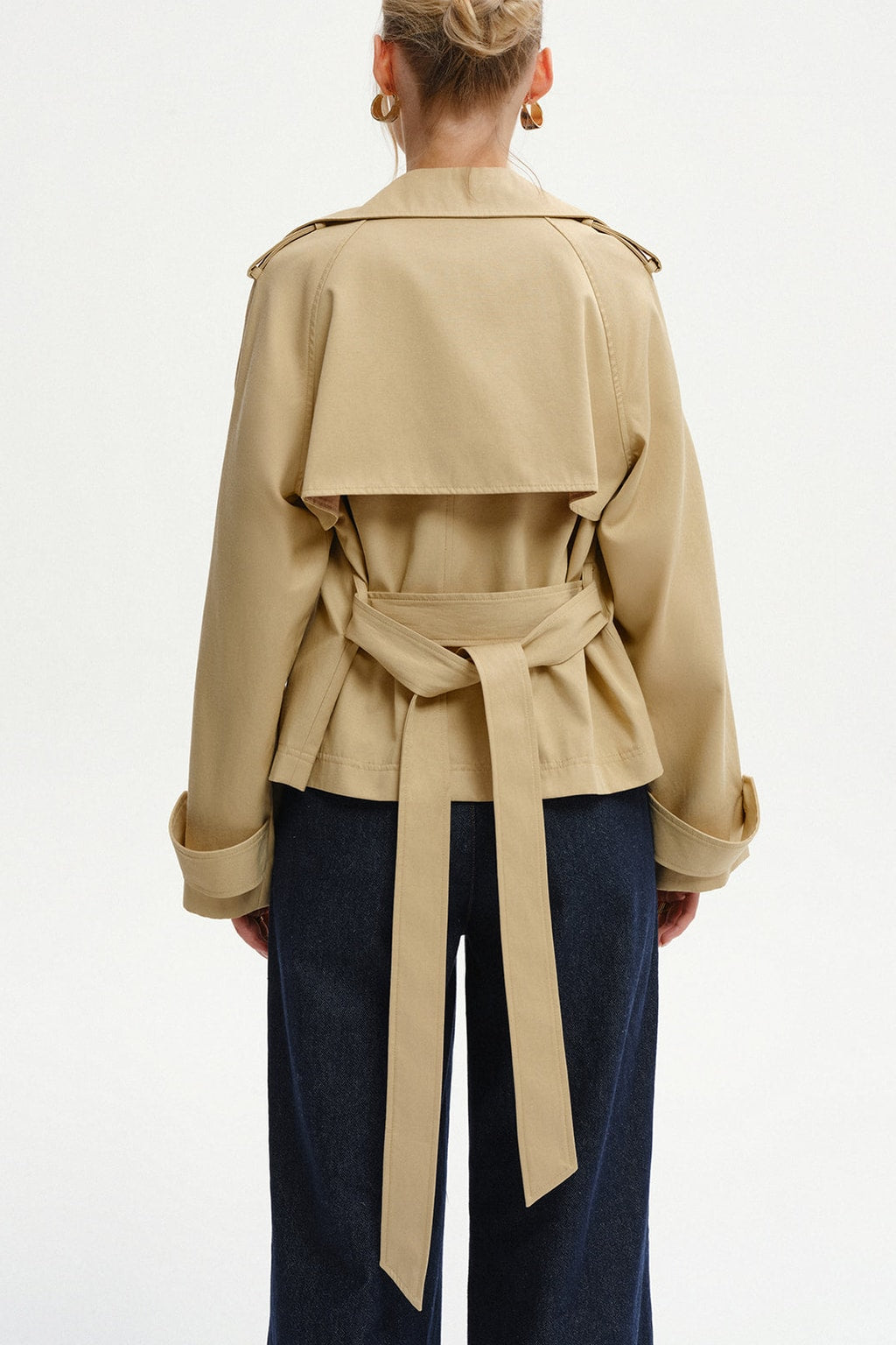 Cotton Blend Double-Breasted Trench Coat - 3