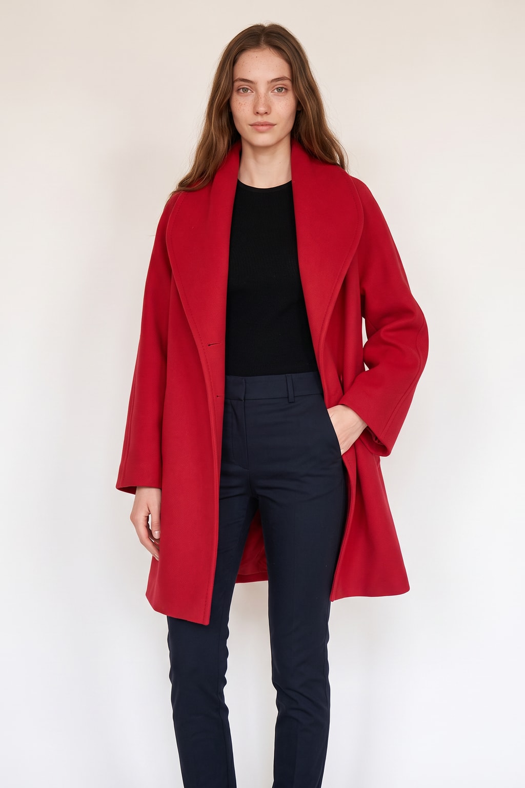 Women's Belted Warm Wool-Blend Coat Oversized Fit - 3