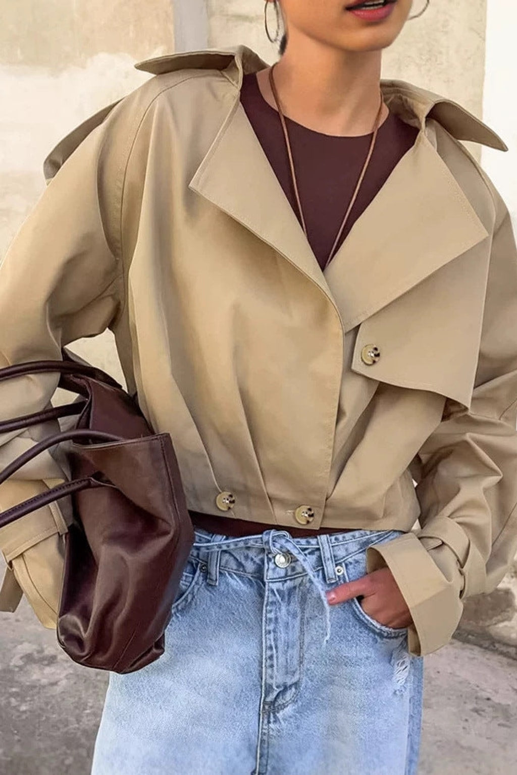 Cotton Cropped Jacket Collared - 3