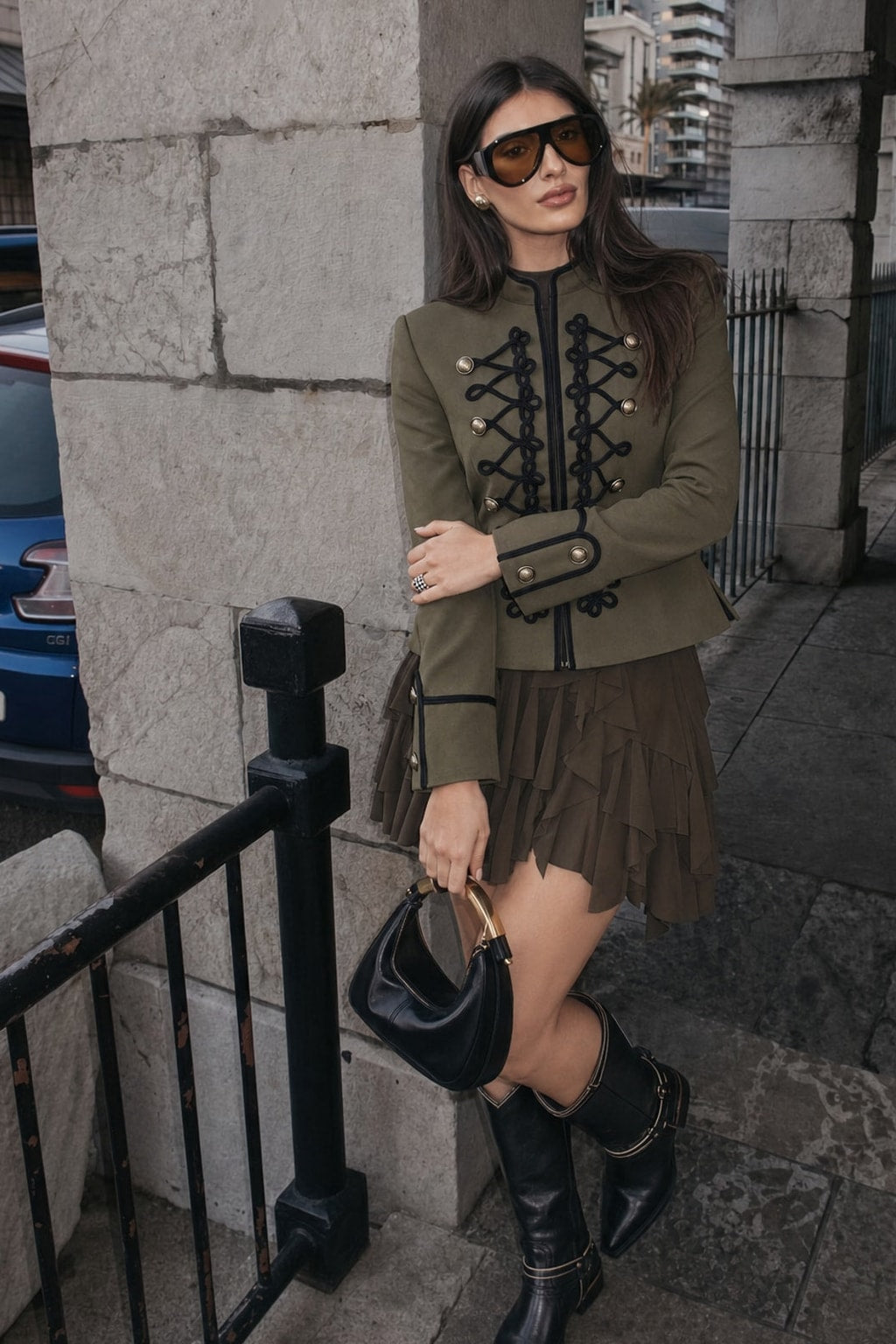Polyester Military Jacket With Frogging Trim - 4