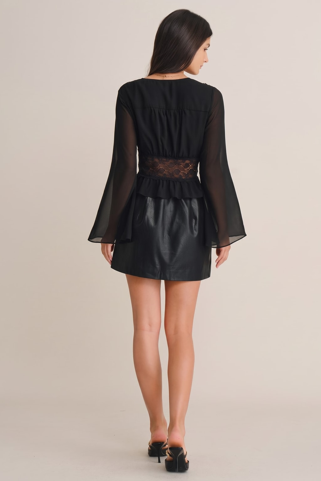 Lace Bell Sleeve Cut-Out Blouse - 4