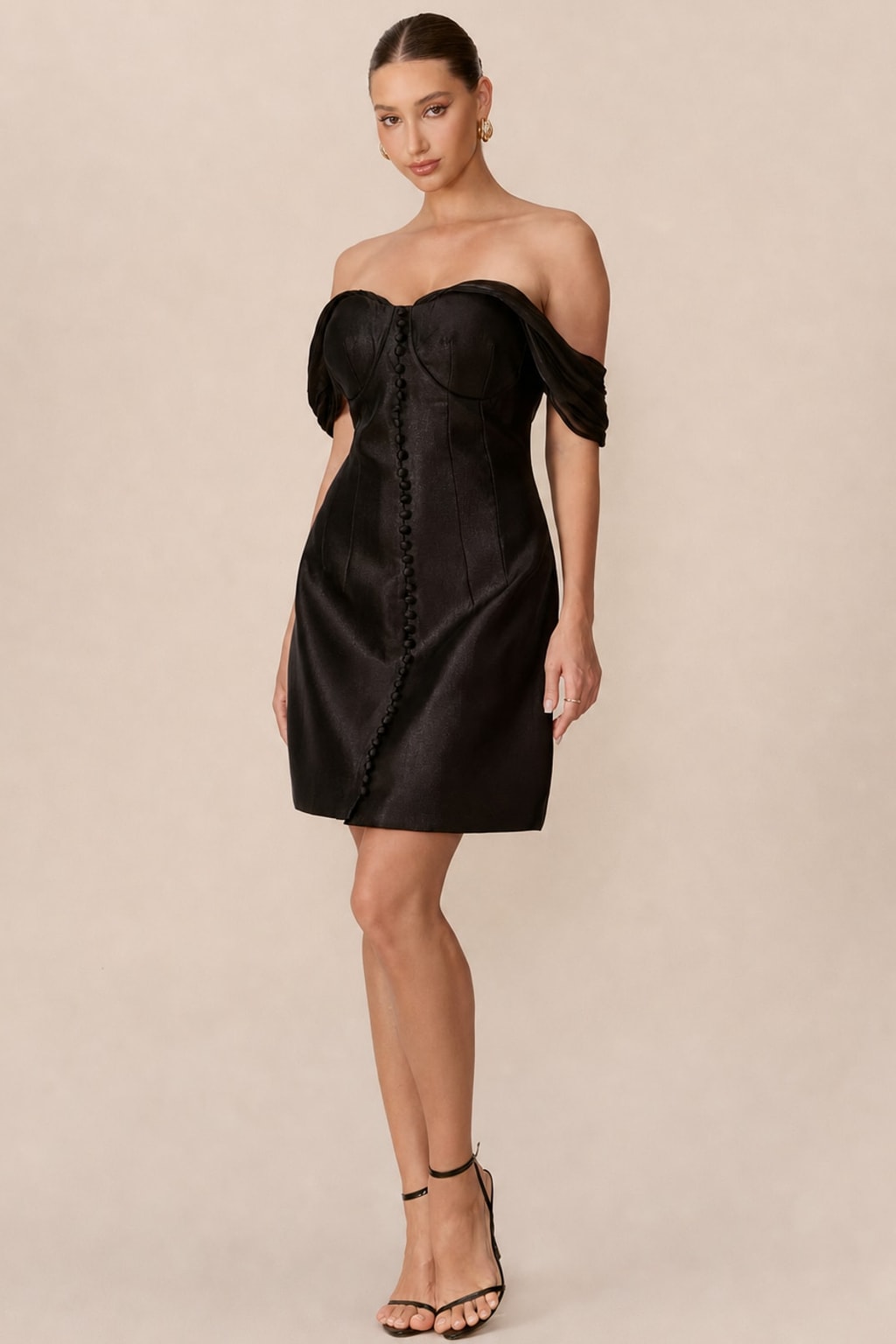 Satin Corset Mini Dress With Off-Shoulder Neckline - 4