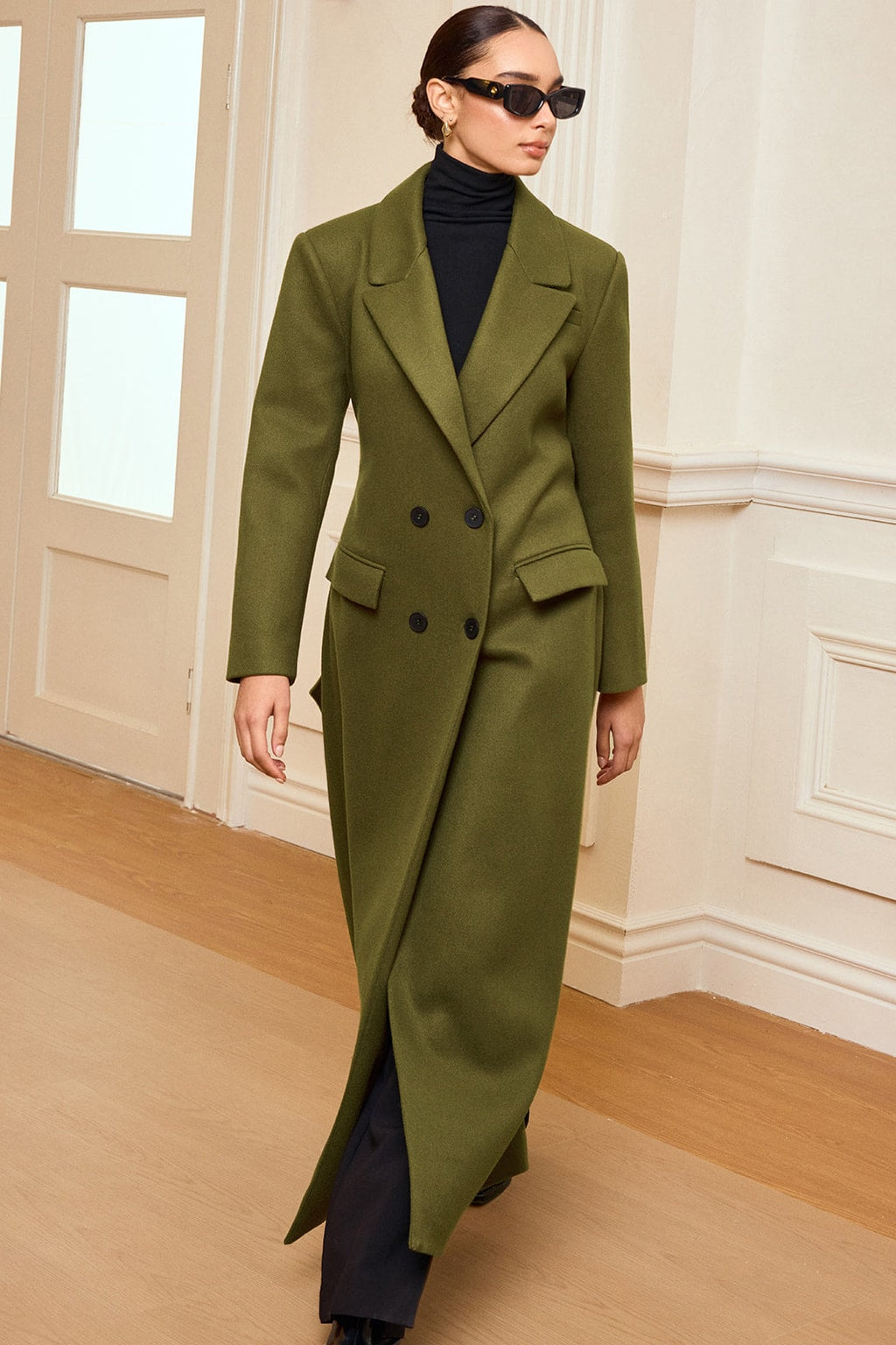 Tweed Double-Breasted Belted Coat - 4