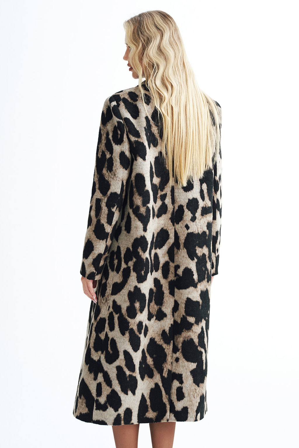 Wool-Blend Double-Breasted Coat With Leopard Print - 4