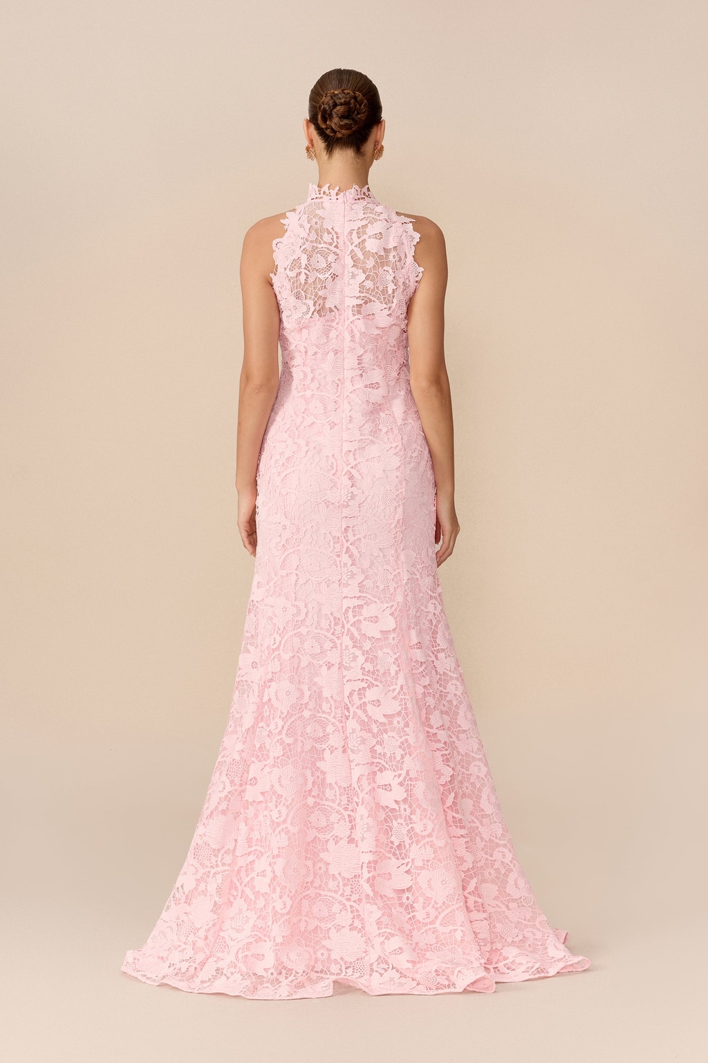 Lace High Neck Sleeveless Maxi Dress - 4