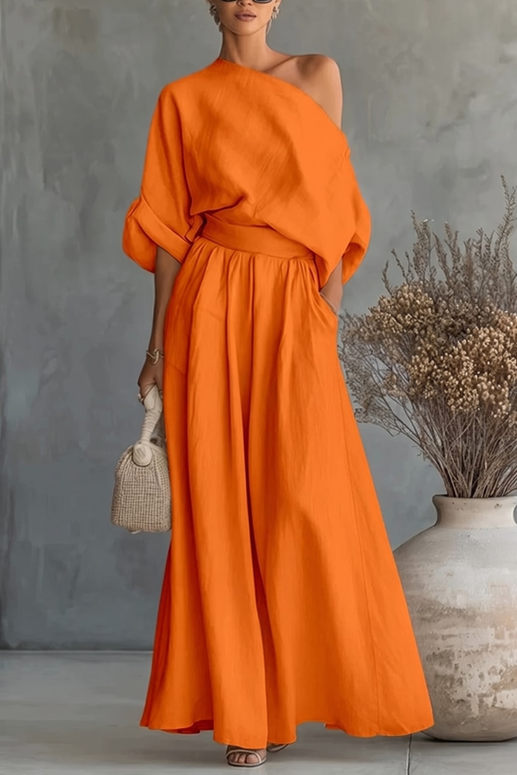 Effortless Two-Piece Set With One-Shoulder Top - 4