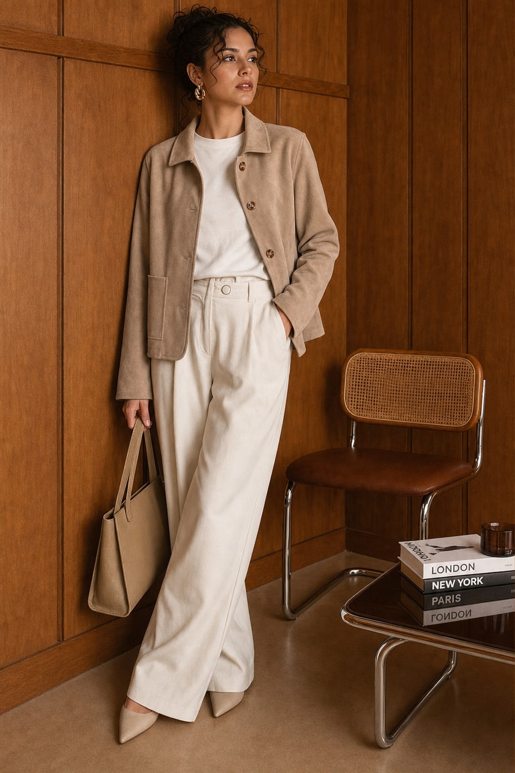 Khaki Knit Jacket With Button Pockets - 4