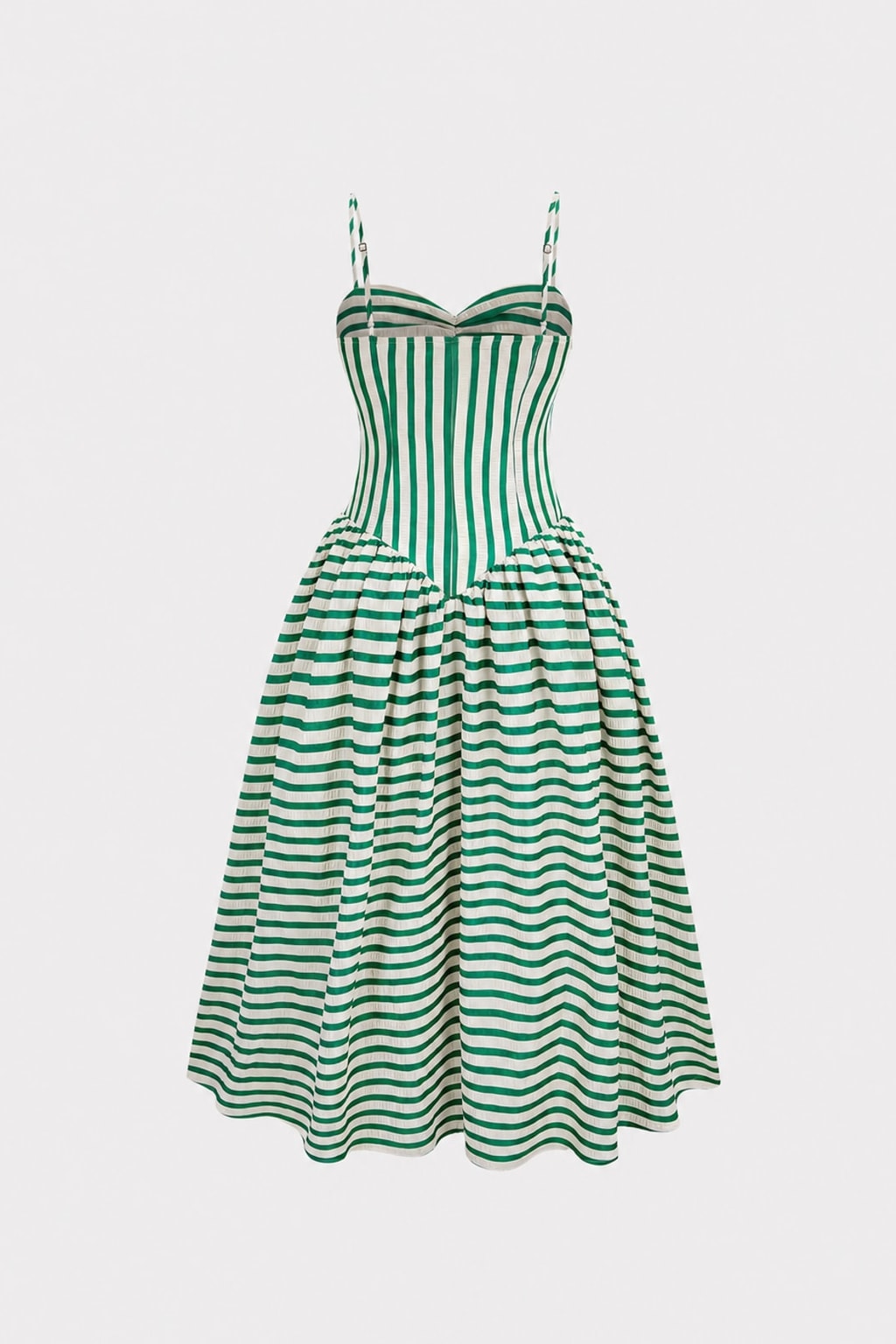 Polyester Striped Maxi Dress With Ruched Zipper Detail - 4