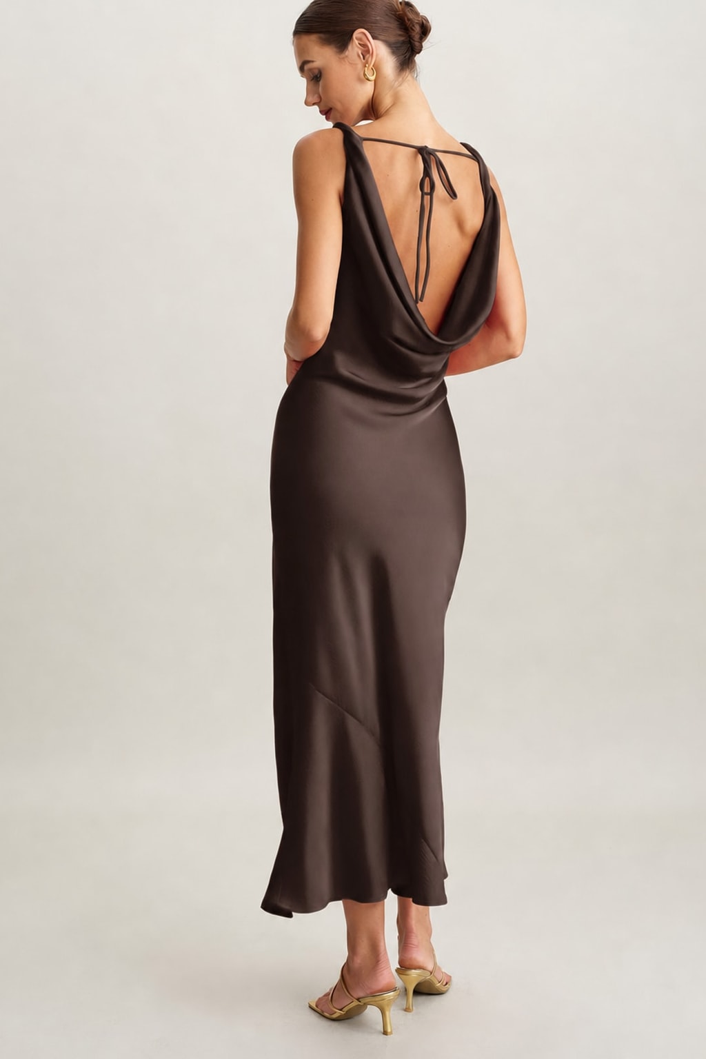 Satin Cowl Neck Maxi Dress - 4