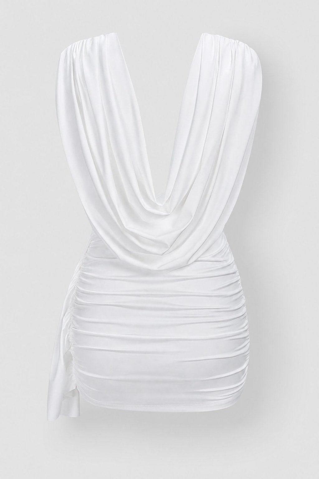 Jersey Cowl Neck Ruched Mini Dress - 4