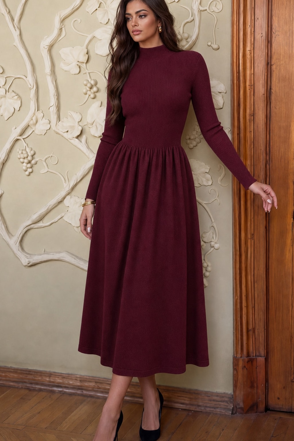 Sweater Knit Turtleneck Tunic Dress - 4