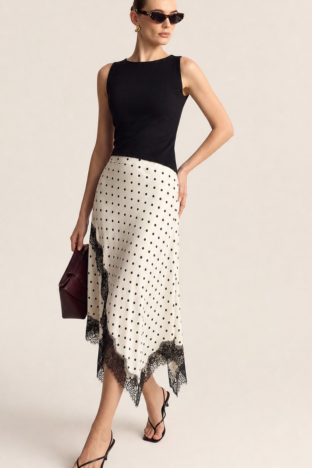 Satin Asymmetric Midi Skirt - 4