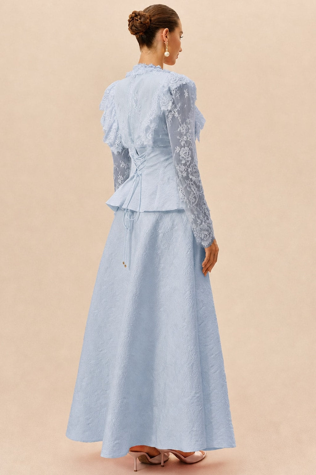 Terylene Beaded Embroidery Jacket And Skirt Set - 4