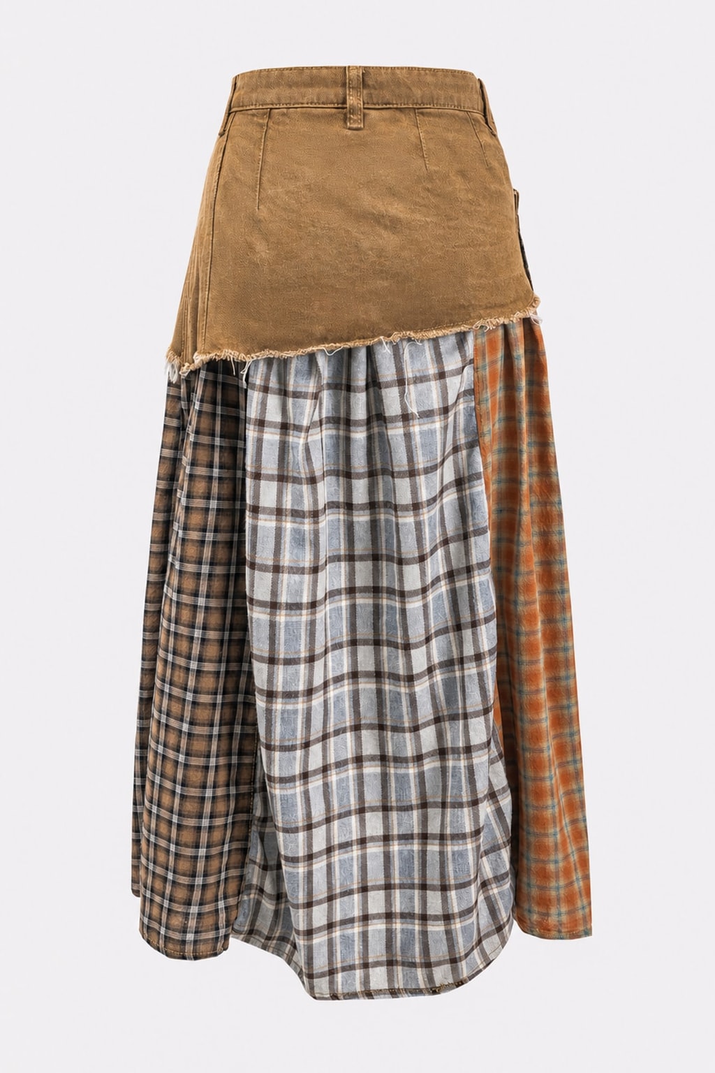 Denim Patchwork Asymmetrical Skirt - 4