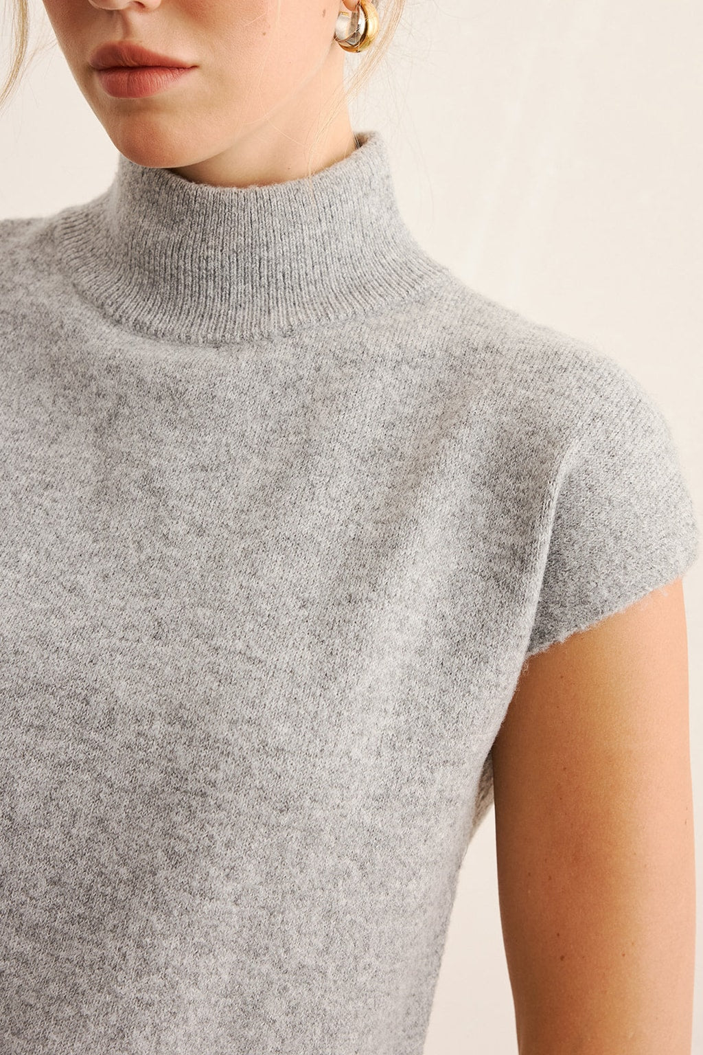 Knit Mock Neck Top And Midi Skirt Set - 4