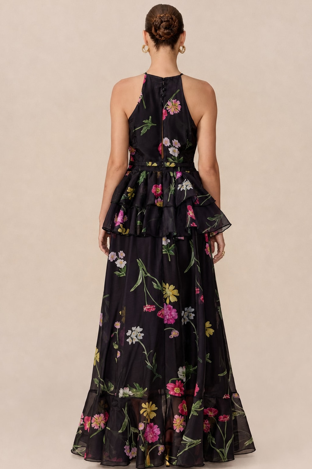 Terylene Floral Print Tiered Maxi Dress - 4