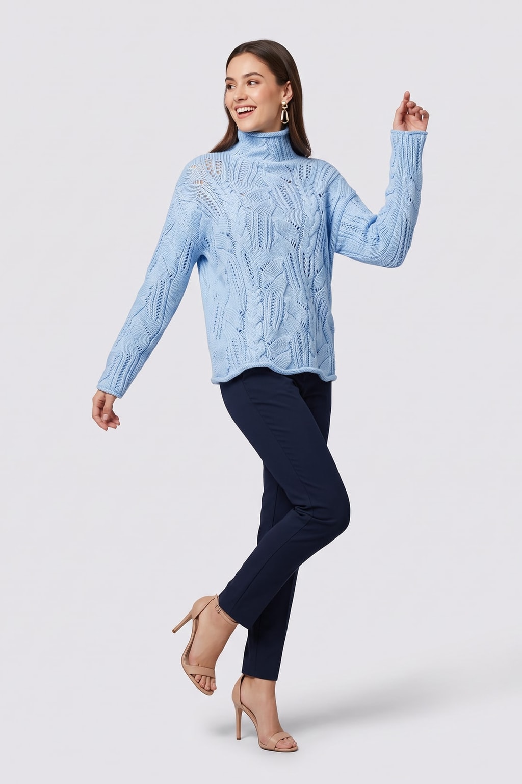 Cozy Merino Wool Blend Patterned Knit Sweater - 5