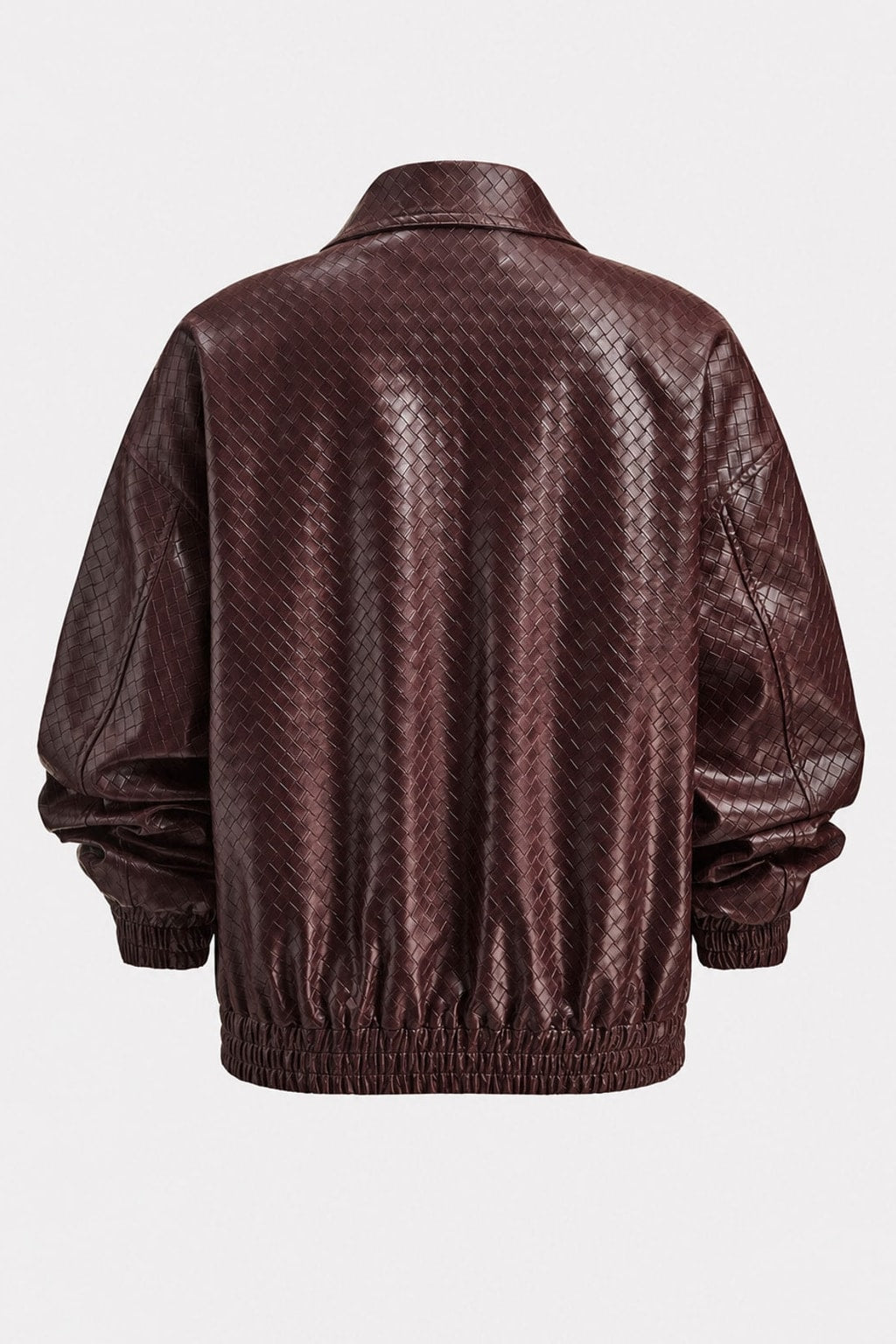 Faux Leather Bomber Jacket in Burgundy - 5