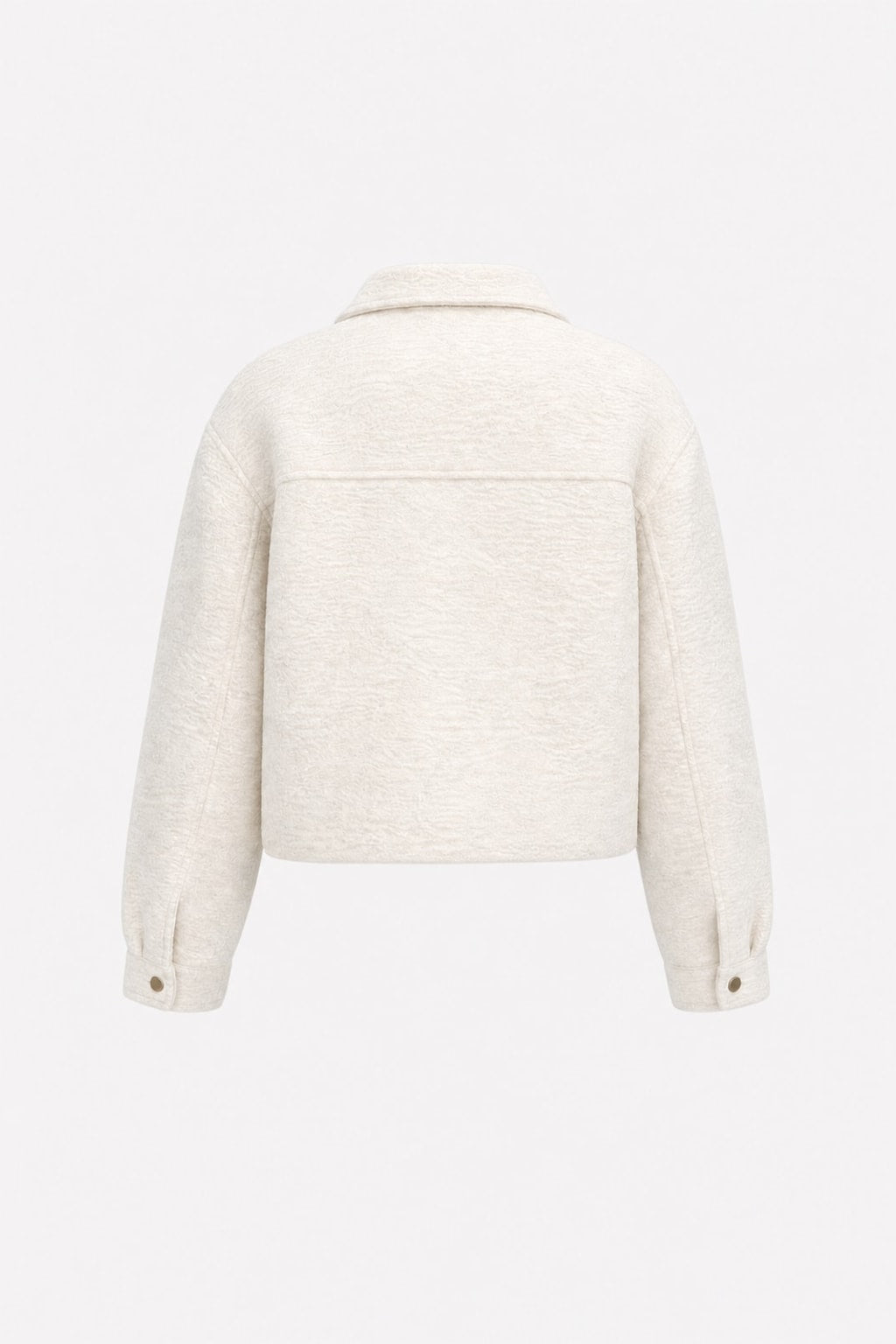 Off White Polyester Zip-Up Jacket with Pockets - 5