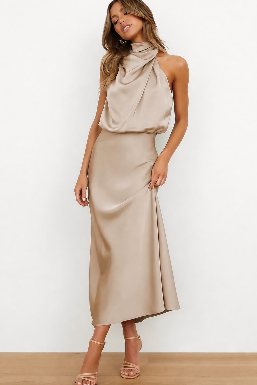 Polyester Maxi Dress With Halter Neck - 6
