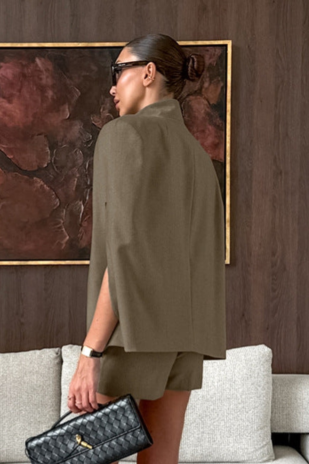 Textured Vest And Shorts Set Khaki Tailored Co-Ord - 5