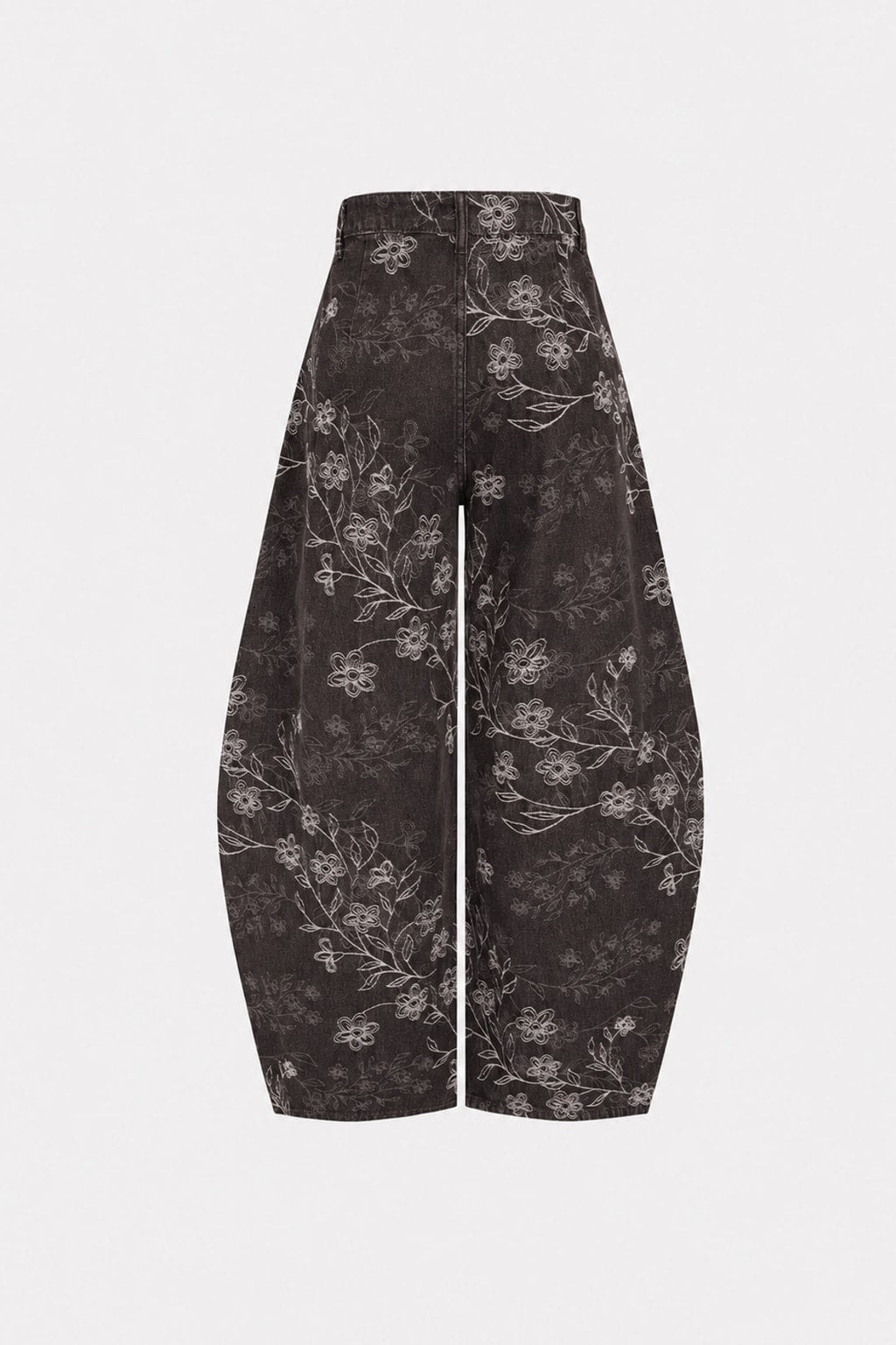 Cotton Blend Floral Pocket Barrel Jeans - 5