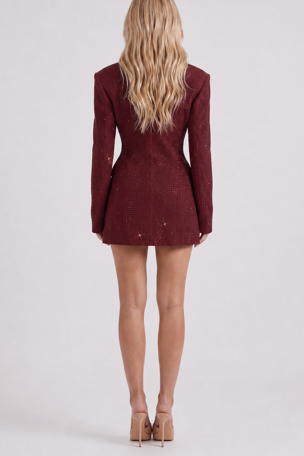 Double-Breasted Blazer Mini Dress With Peak Lapels - 5