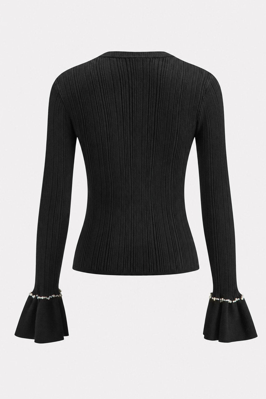 Knit Top With Beaded Ruffle Trim - 5