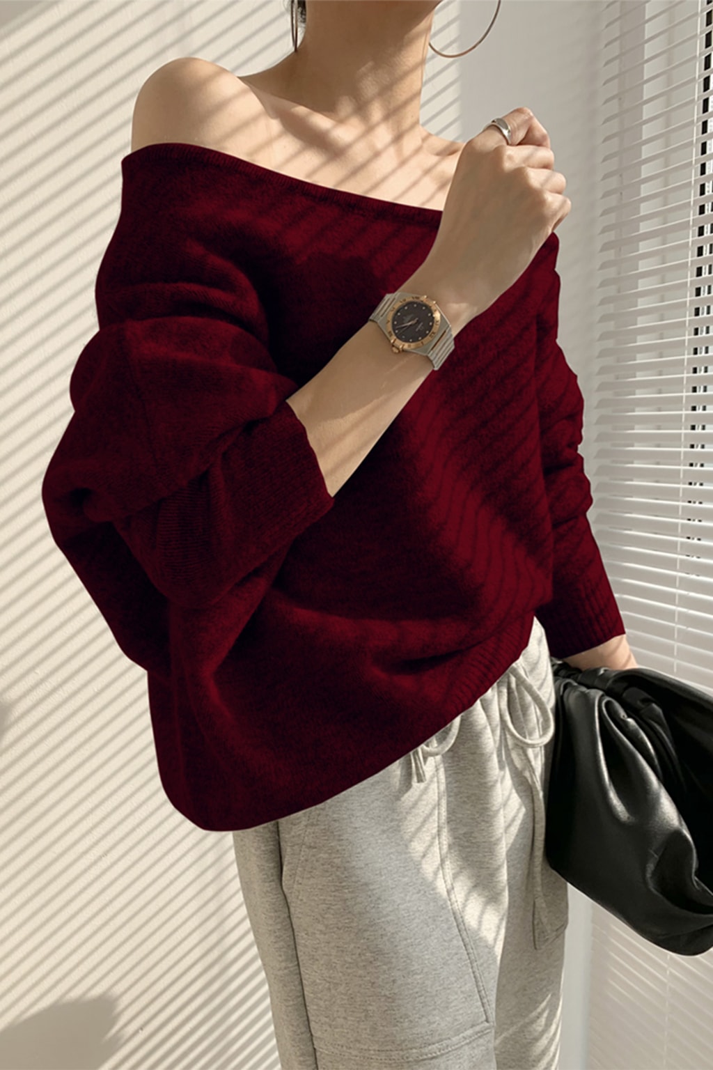 Knit One-Shoulder Asymmetric Sweater - 5