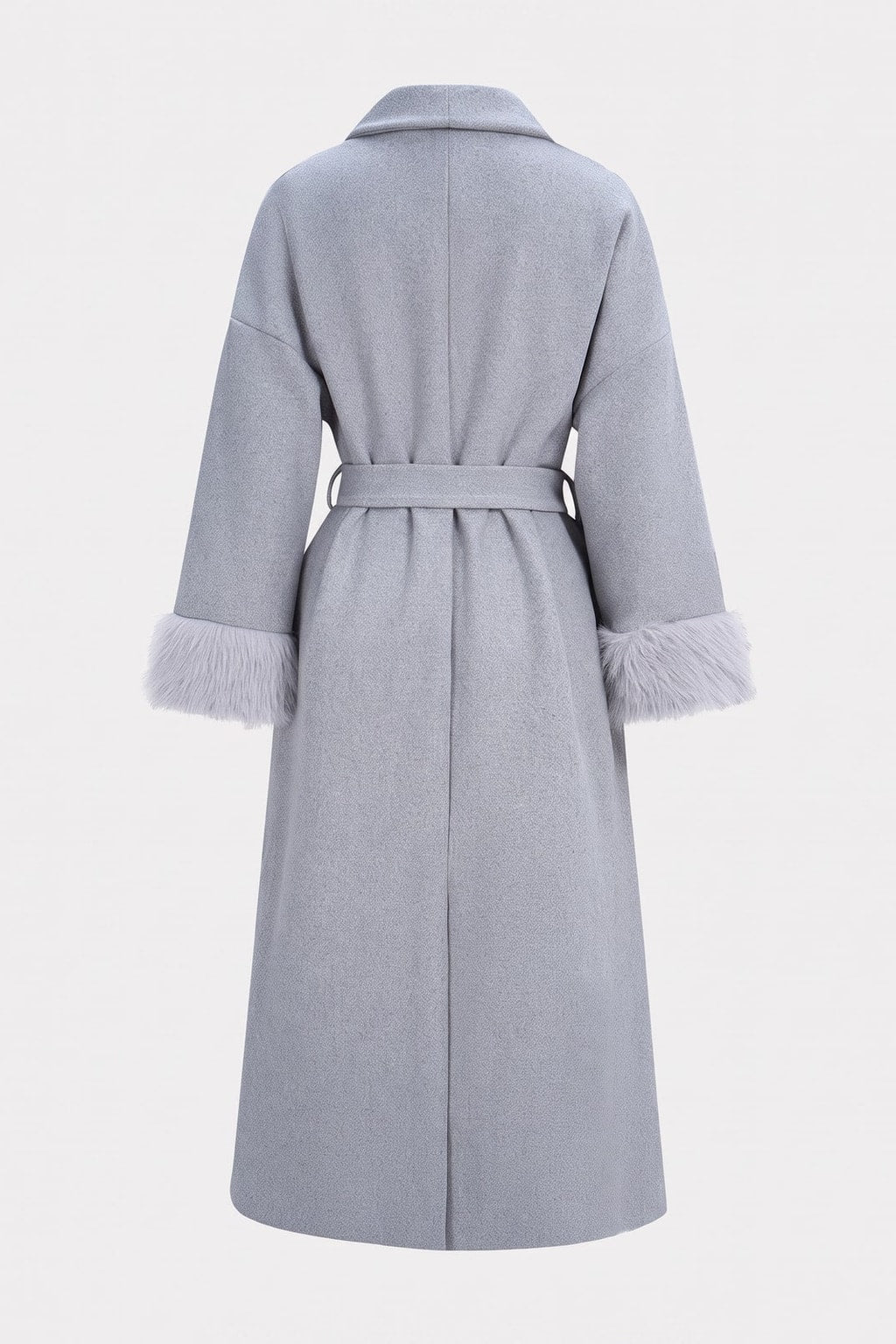 Woolen Tie-Waist Open-Front Long Coat - 5