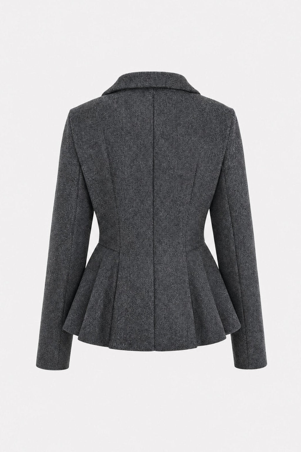 Grey Polyester Double-Breasted Blazer - 5