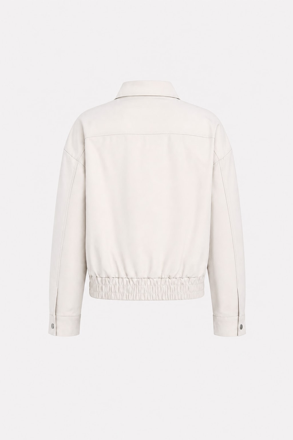 Off White Polyester Zip Pocket Jacket - 5